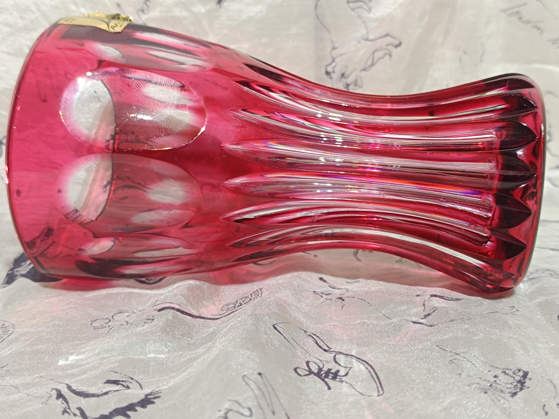 Anna Hütte Ruby Red Vase 24% Lead 14 cm __etsy:7933000742
