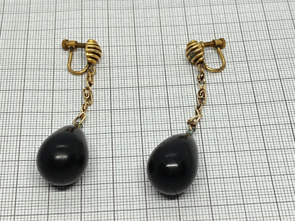 Antique Earrings With patina Black Stone __etsy:6702089438
