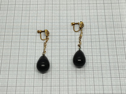Antique Earrings With patina Black Stone __etsy:6702089598