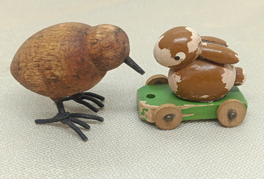 Antique Easter wooden Ornaments Rabbit Chicken Erzgebirge (etsy image id: 7770108117)
