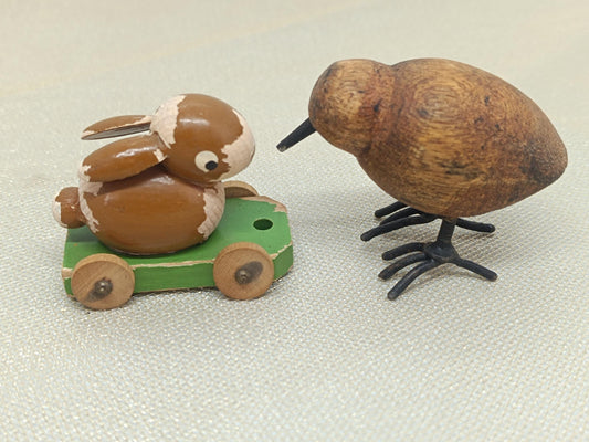 Antique Easter wooden Ornaments Rabbit Chicken Erzgebirge (etsy image id: 7770106889)