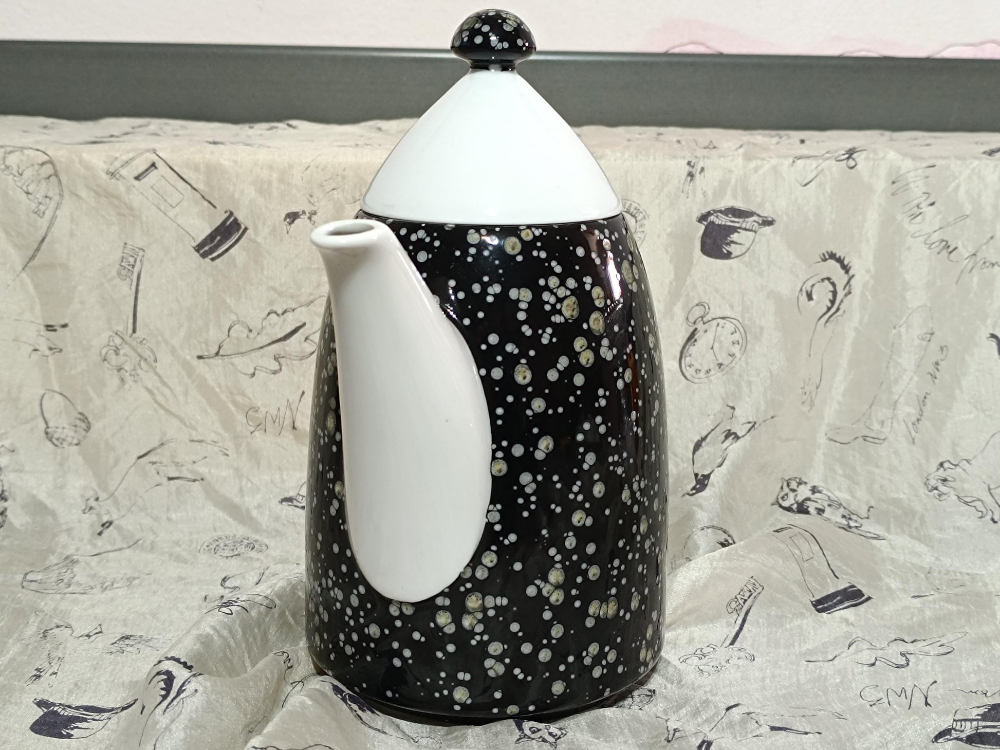 Arzberg Galaxy black coffee pot with lid __etsy:7960676805