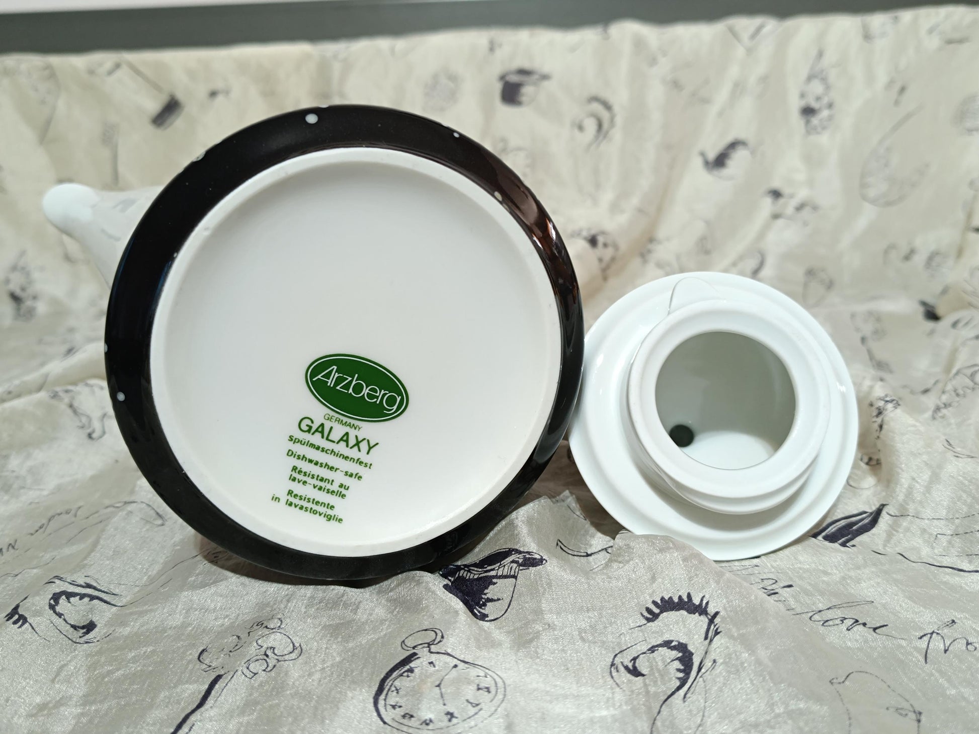 Arzberg Galaxy black coffee pot with lid __etsy:7960677023