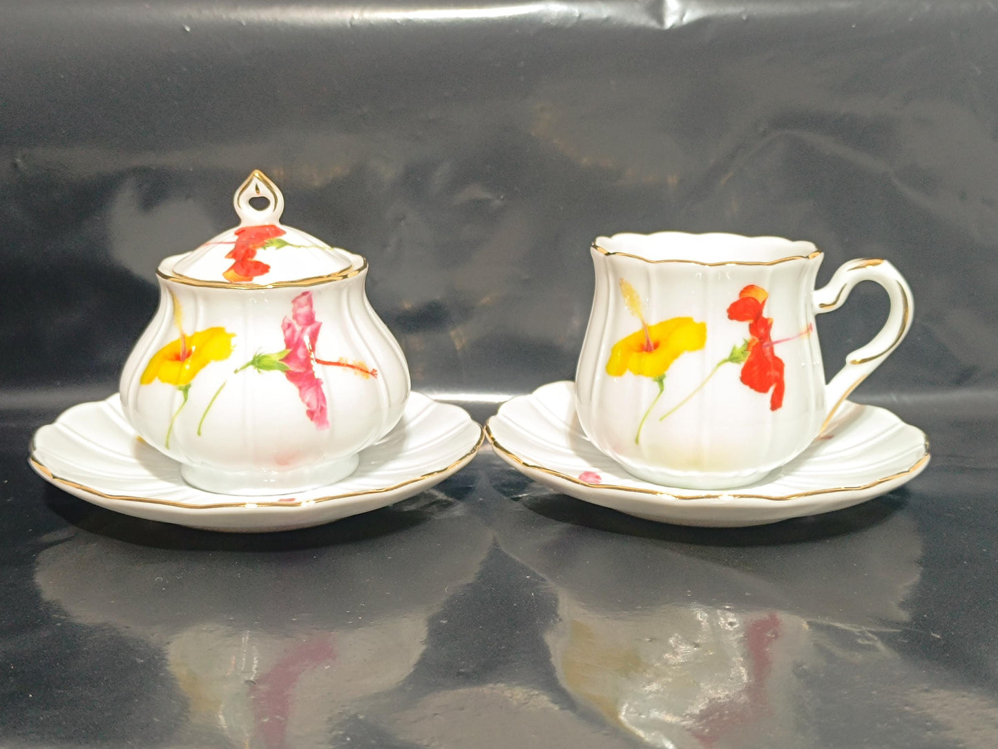 LG Limoges Hand Painted Coffee cup and Sugar bowl __etsy:7980708435