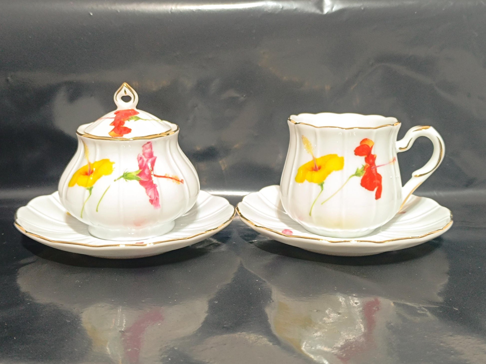 LG Limoges Hand Painted Coffee cup and Sugar bowl __etsy:7980708435
