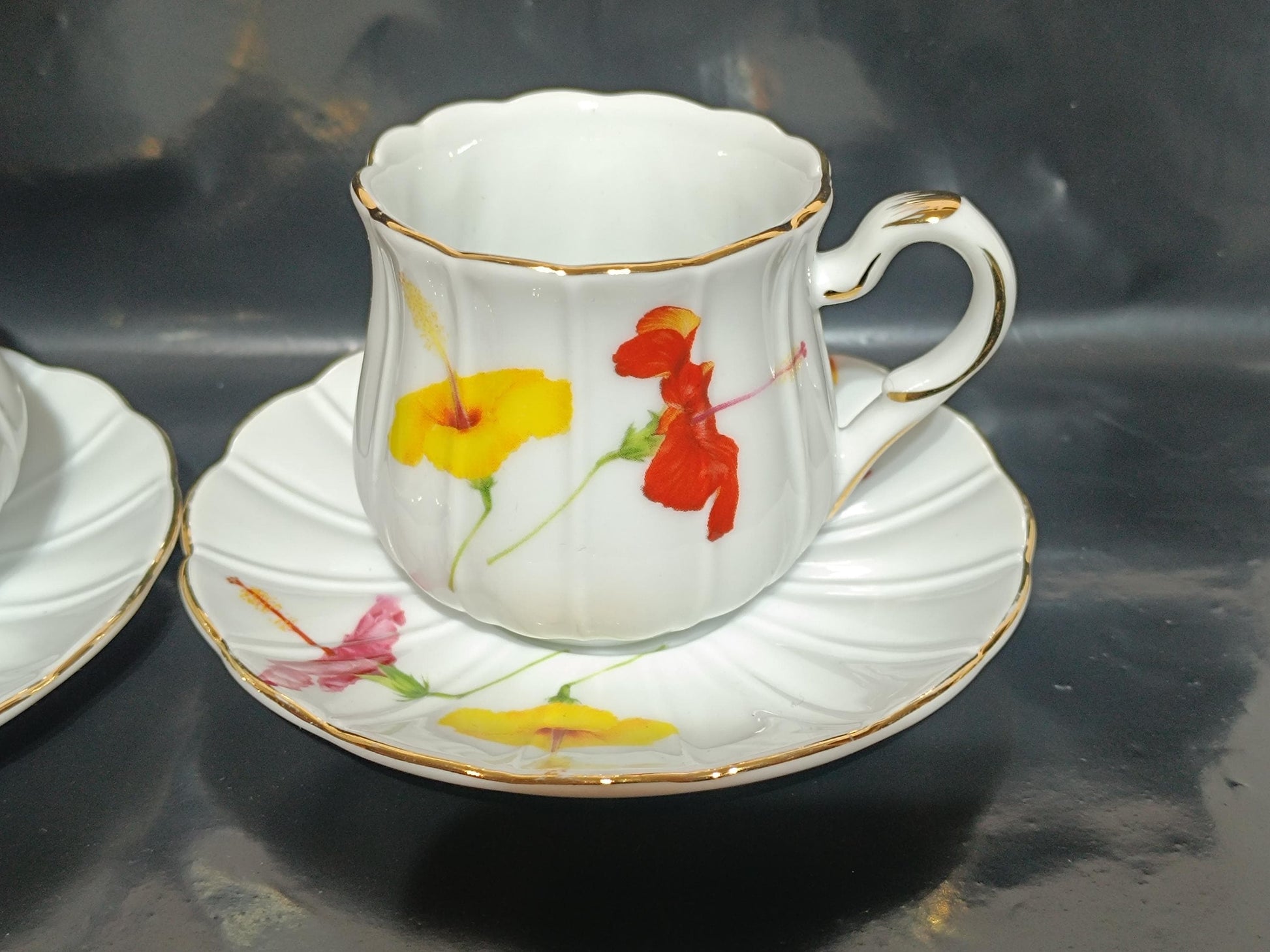 LG Limoges Hand Painted Coffee cup and Sugar bowl __etsy:7980708437