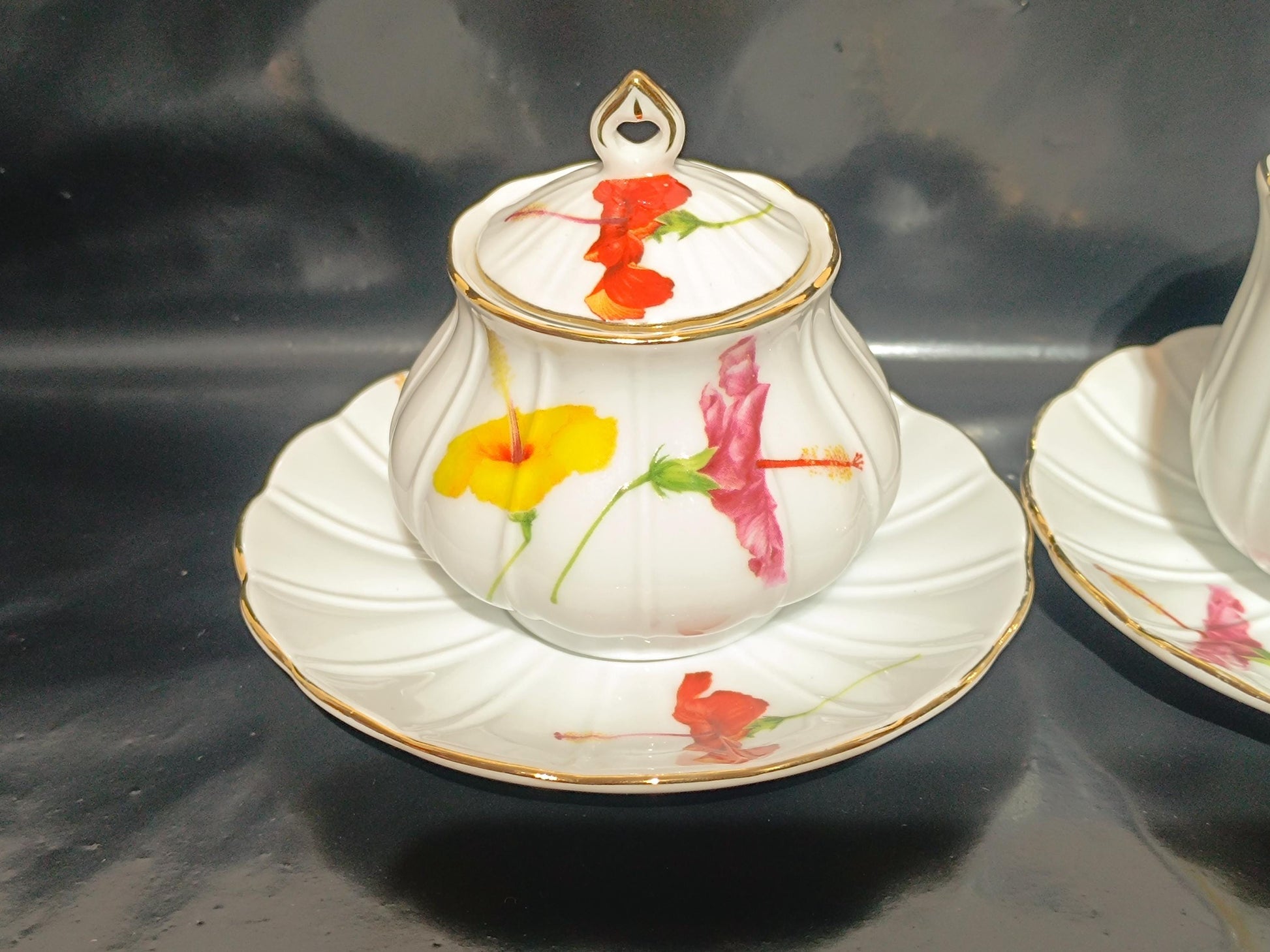 LG Limoges Hand Painted Coffee cup and Sugar bowl __etsy:7932753522
