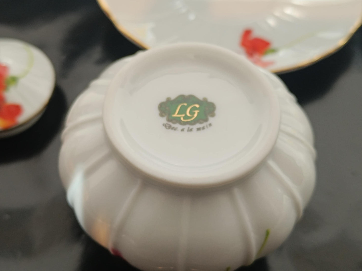 LG Limoges Hand Painted Coffee cup and Sugar bowl __etsy:7980708425