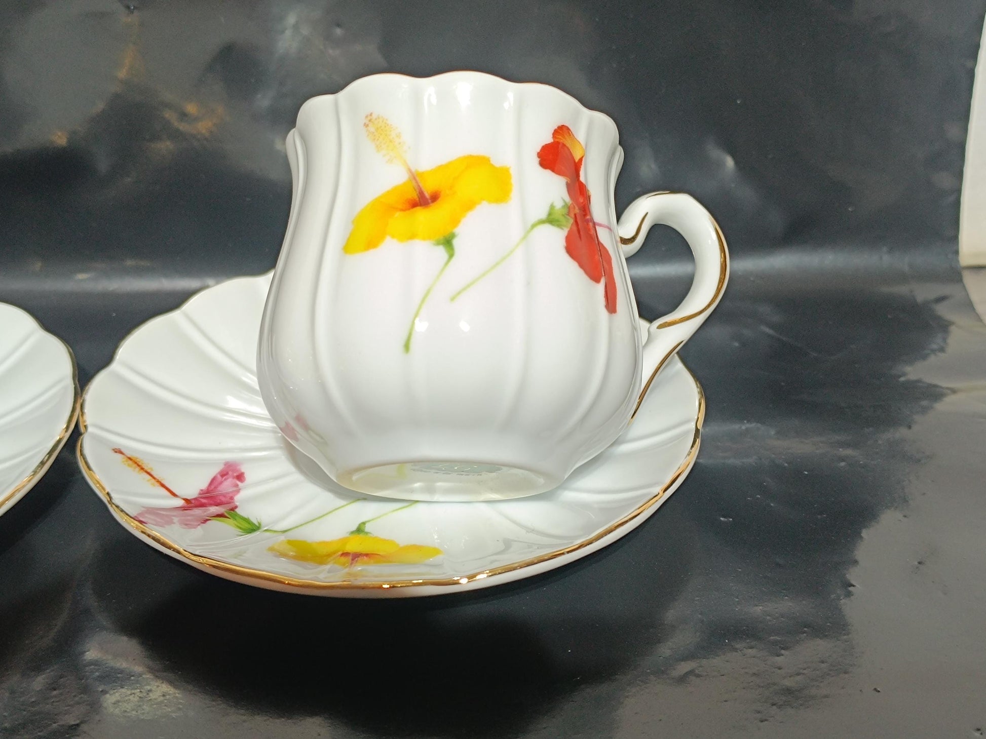 LG Limoges Hand Painted Coffee cup and Sugar bowl __etsy:7932754012