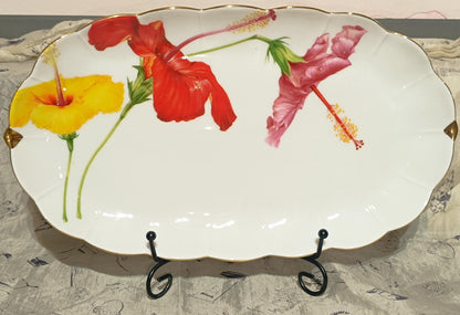 LG Limoges Hand Painted Red, Yellow & Gilt Platter / Plate __etsy:7932733134