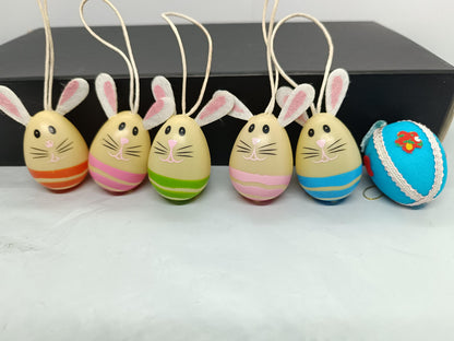 Mix of Vintage Easter Ornaments Erzgebirge Hand Made Eggs Rabbits (etsy image id: 7696184858)