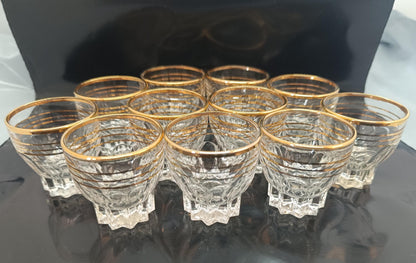 Set of 11 Vintage French Shot Glasses with Gold Rim __etsy:7919404702