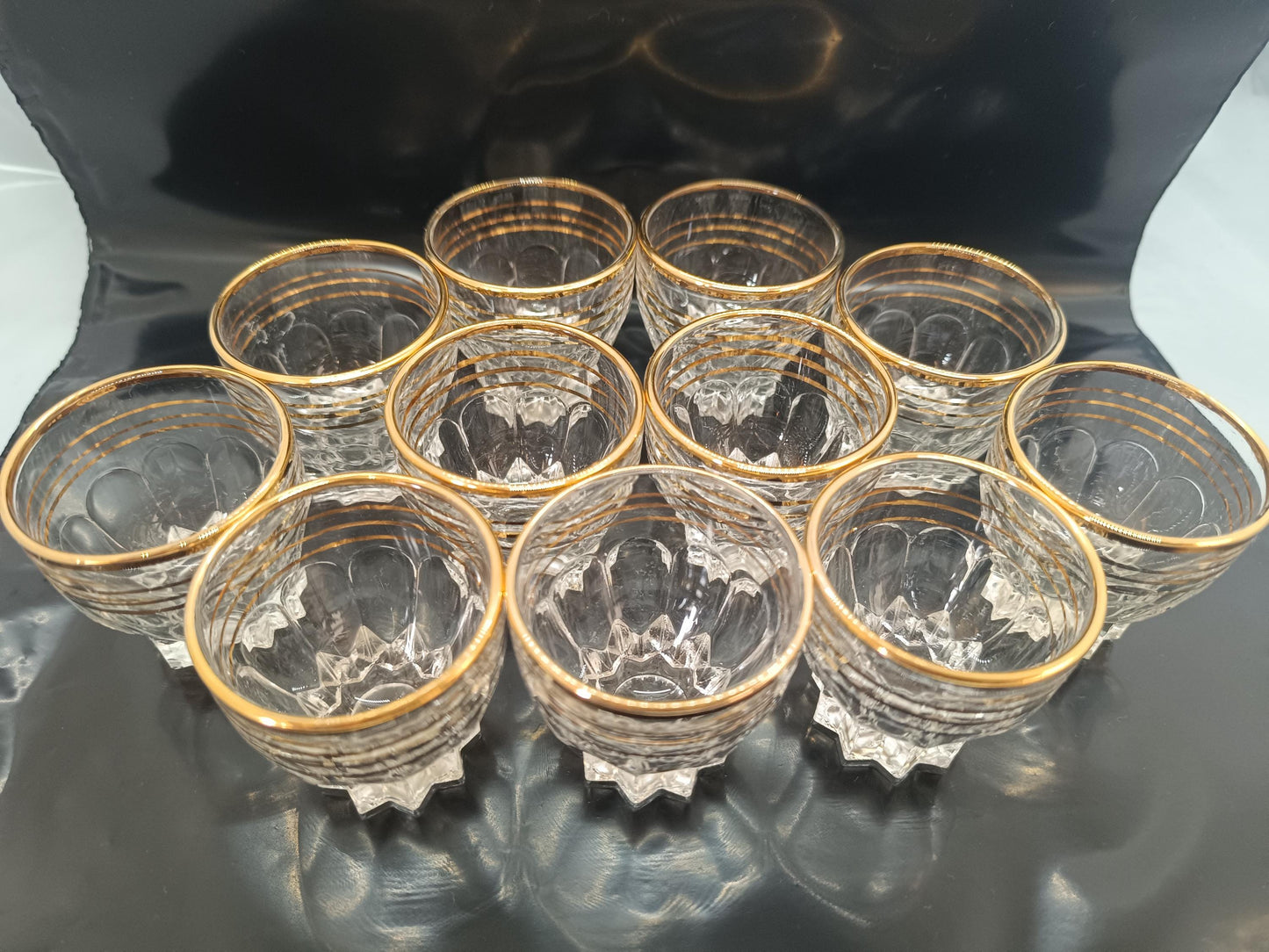 Set of 11 Vintage French Shot Glasses with Gold Rim __etsy:7919370192