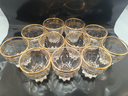 Set of 11 Vintage French Shot Glasses with Gold Rim __etsy:7919370192