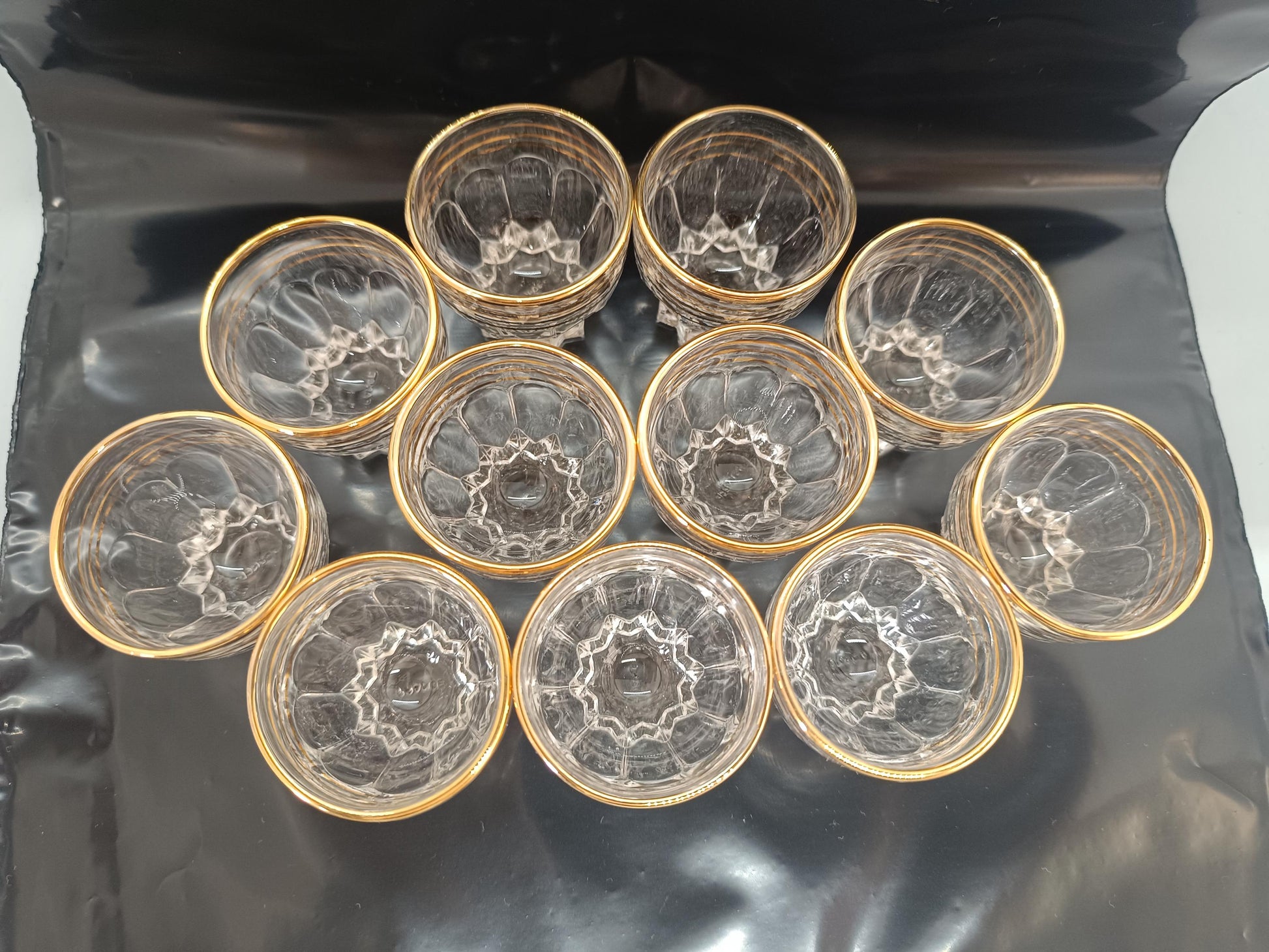 Set of 11 Vintage French Shot Glasses with Gold Rim __etsy:7967322325