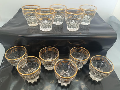 Set of 11 Vintage French Shot Glasses with Gold Rim __etsy:7919370594