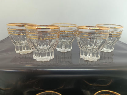 Set of 11 Vintage French Shot Glasses with Gold Rim __etsy:7967322703