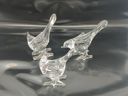 Three Birds Pheasant Clear Glass __etsy:7967372029