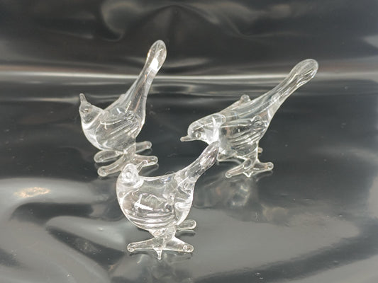 Three Birds Pheasant Clear Glass __etsy:7967372029