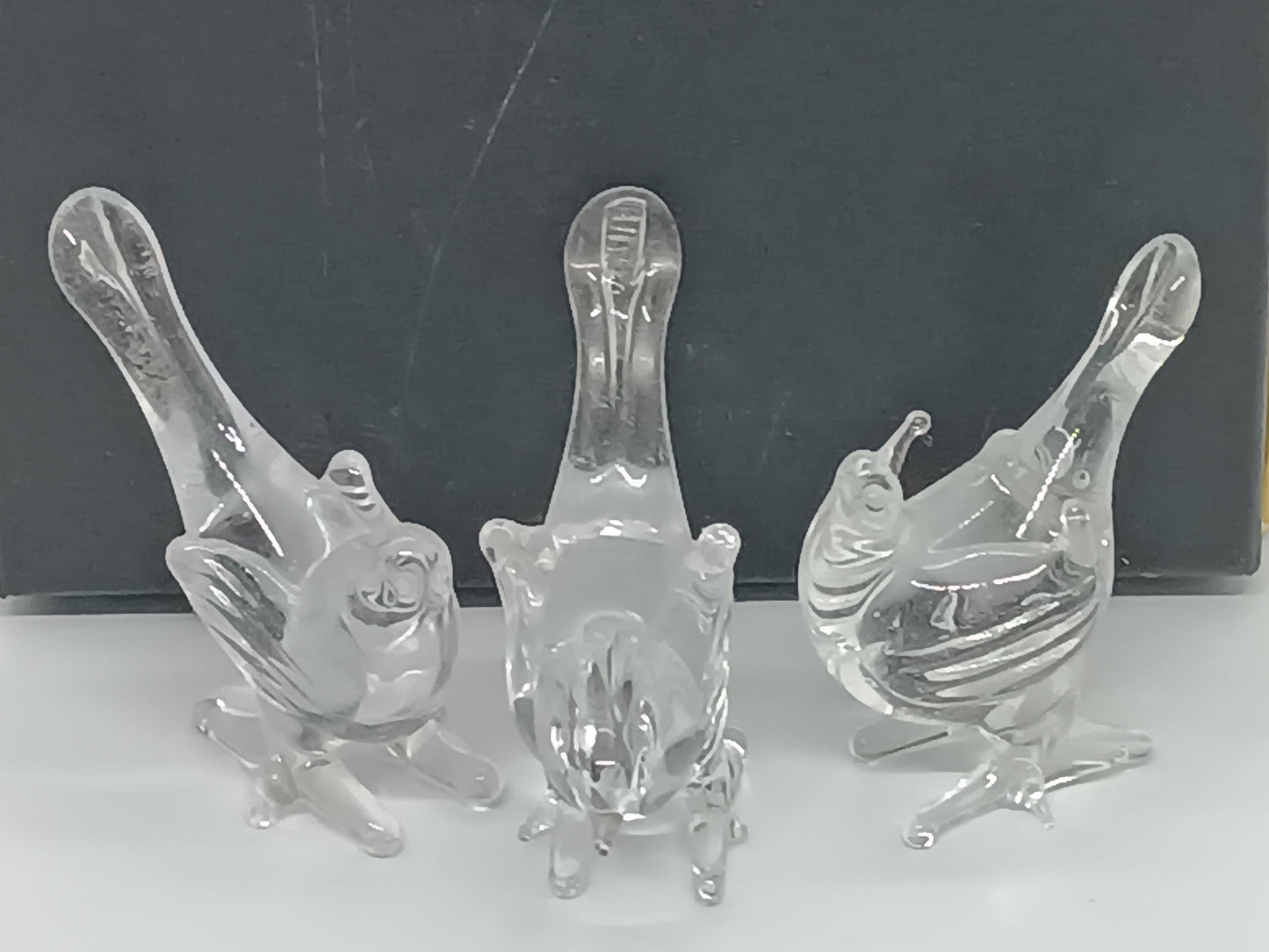 Three Birds Pheasant Clear Glass __etsy:7373841405