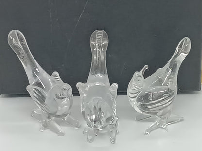 Three Birds Pheasant Clear Glass __etsy:7373841405