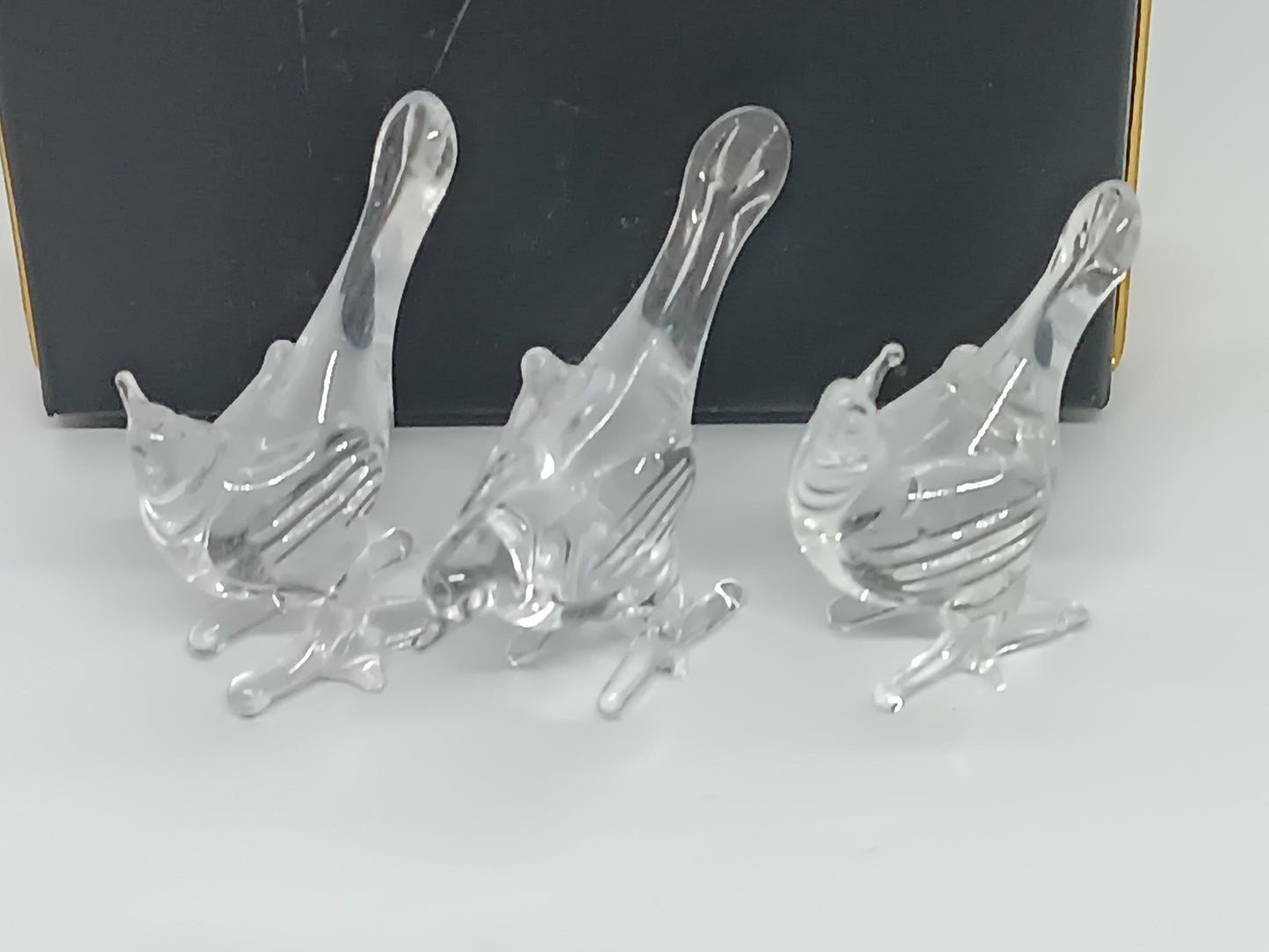 Three Birds Pheasant Clear Glass __etsy:7373841409