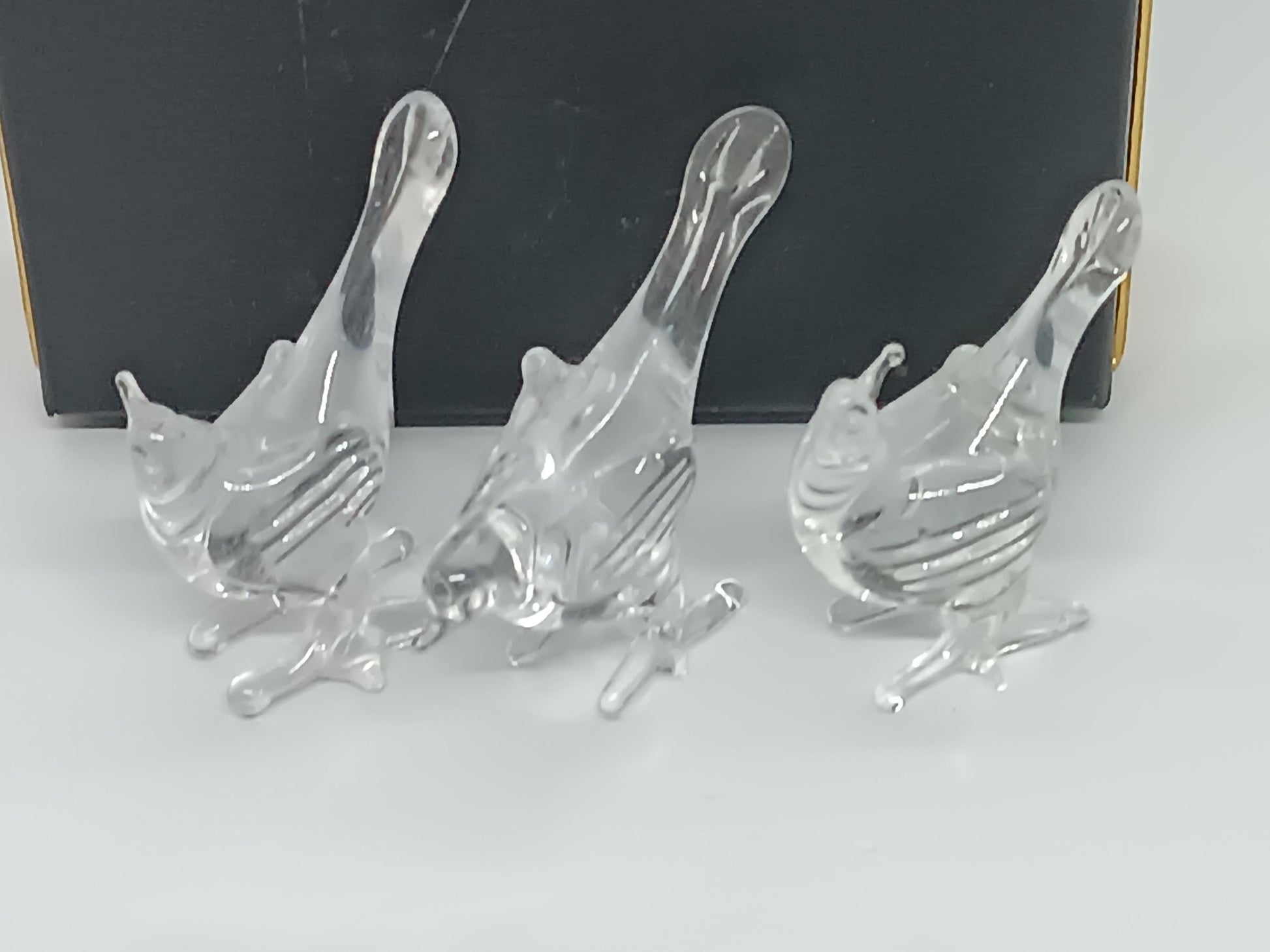 Three Birds Pheasant Clear Glass __etsy:7373841409