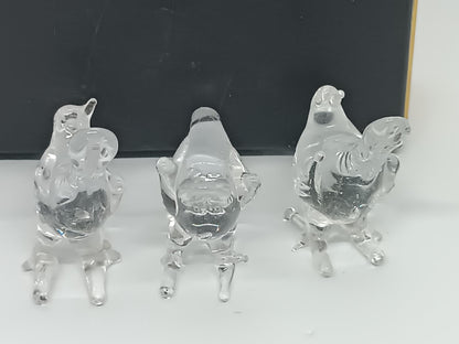 Three Birds Pheasant Clear Glass __etsy:7373841407
