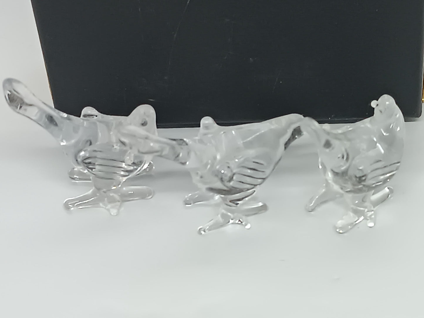 Three Birds Pheasant Clear Glass __etsy:7373841401