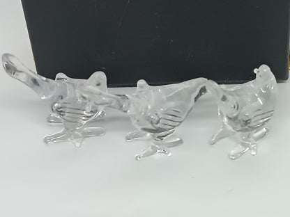 Three Birds Pheasant Clear Glass __etsy:7373841401