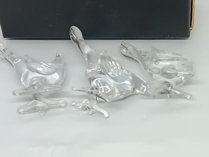 Three Birds Pheasant Clear Glass __etsy:7325894996