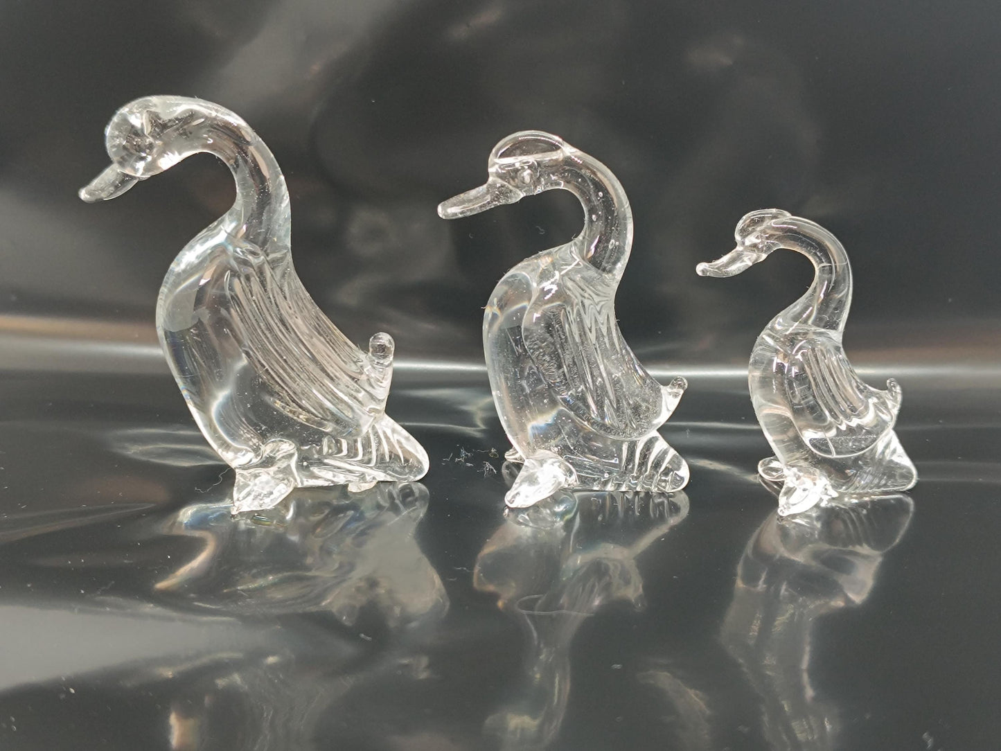 Three Ducks Geese Clear Glass __etsy:7967369969