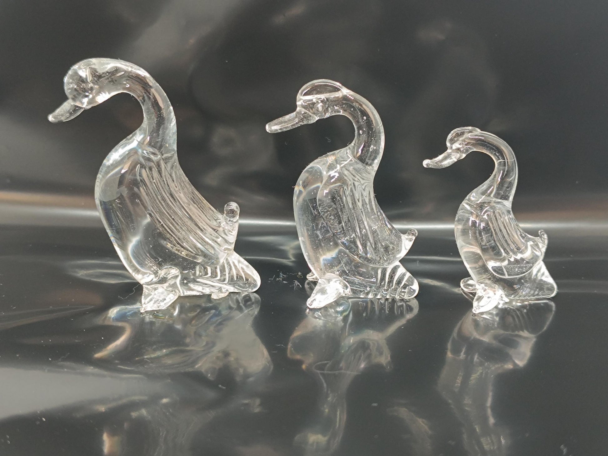 Three Ducks Geese Clear Glass __etsy:7967369969