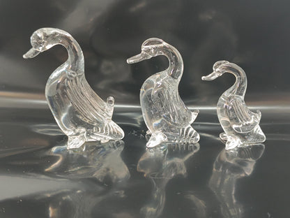 Three Ducks Geese Clear Glass __etsy:7967369969