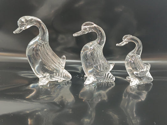 Three Ducks Geese Clear Glass __etsy:7967369969