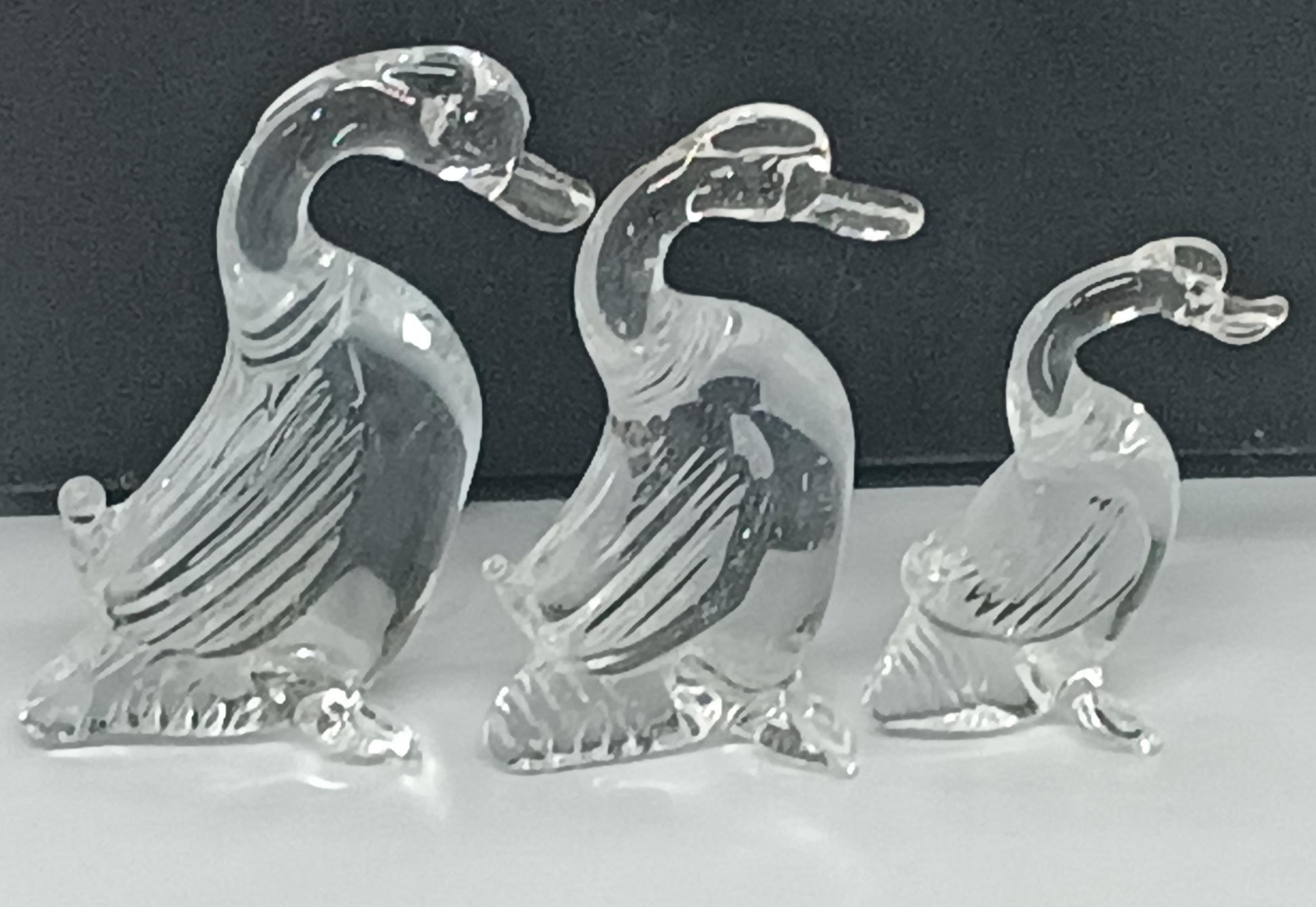 Three Ducks Geese Clear Glass __etsy:7960627151