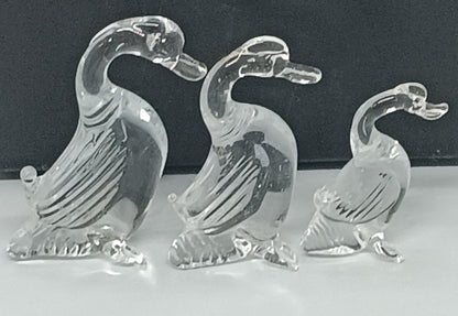 Three Ducks Geese Clear Glass __etsy:7960627151