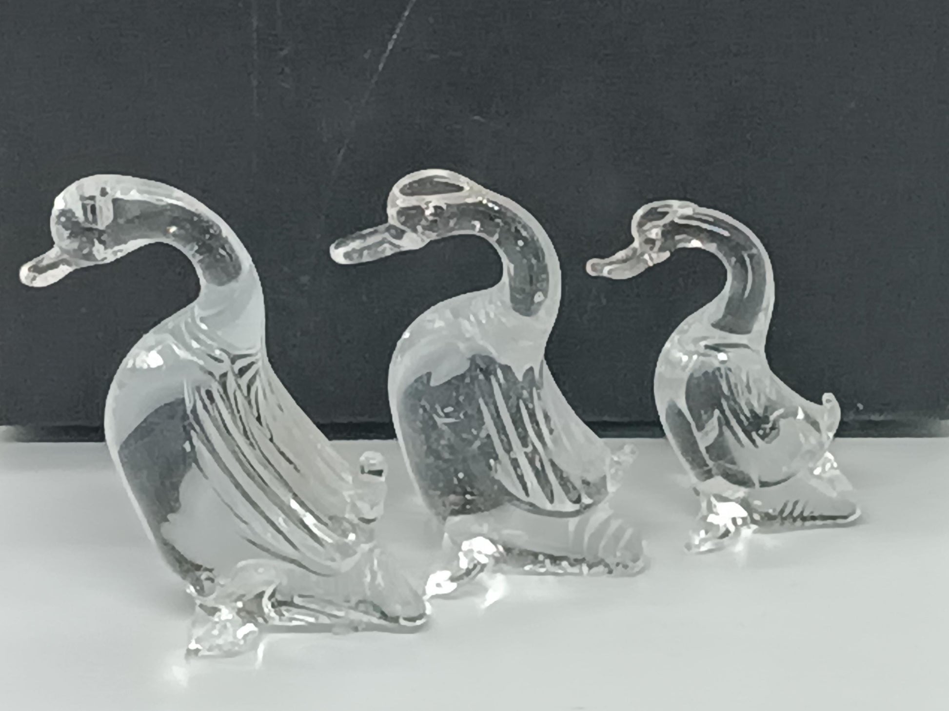 Three Ducks Geese Clear Glass __etsy:7325902348