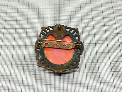 Vintage Brooch made of fabric and plastic __etsy:6702183370