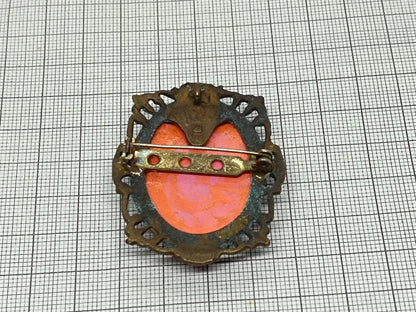 Vintage Brooch made of fabric and plastic __etsy:6750217495