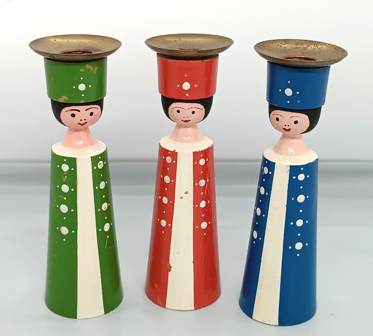 Vintage Christmas Candleholder Set Girls (etsy image id: 7179854138)