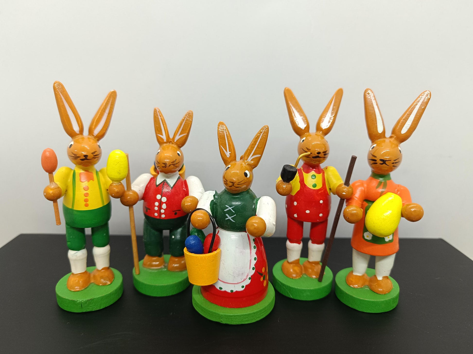 Vintage Easter wooden Ornaments Rabbits Erzgebirge __etsy:7753925234