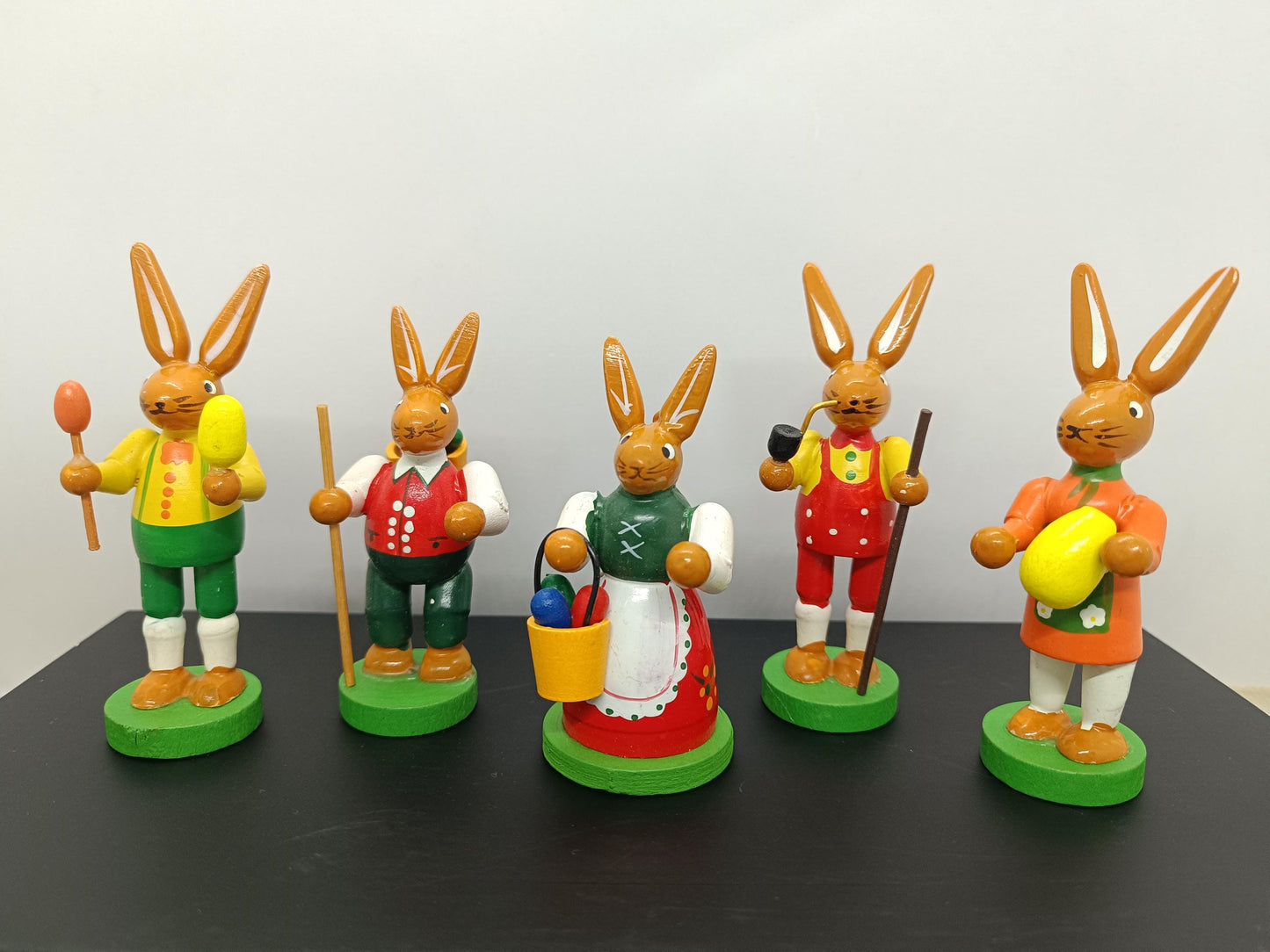 Vintage Easter wooden Ornaments Rabbits Erzgebirge __etsy:7801872071