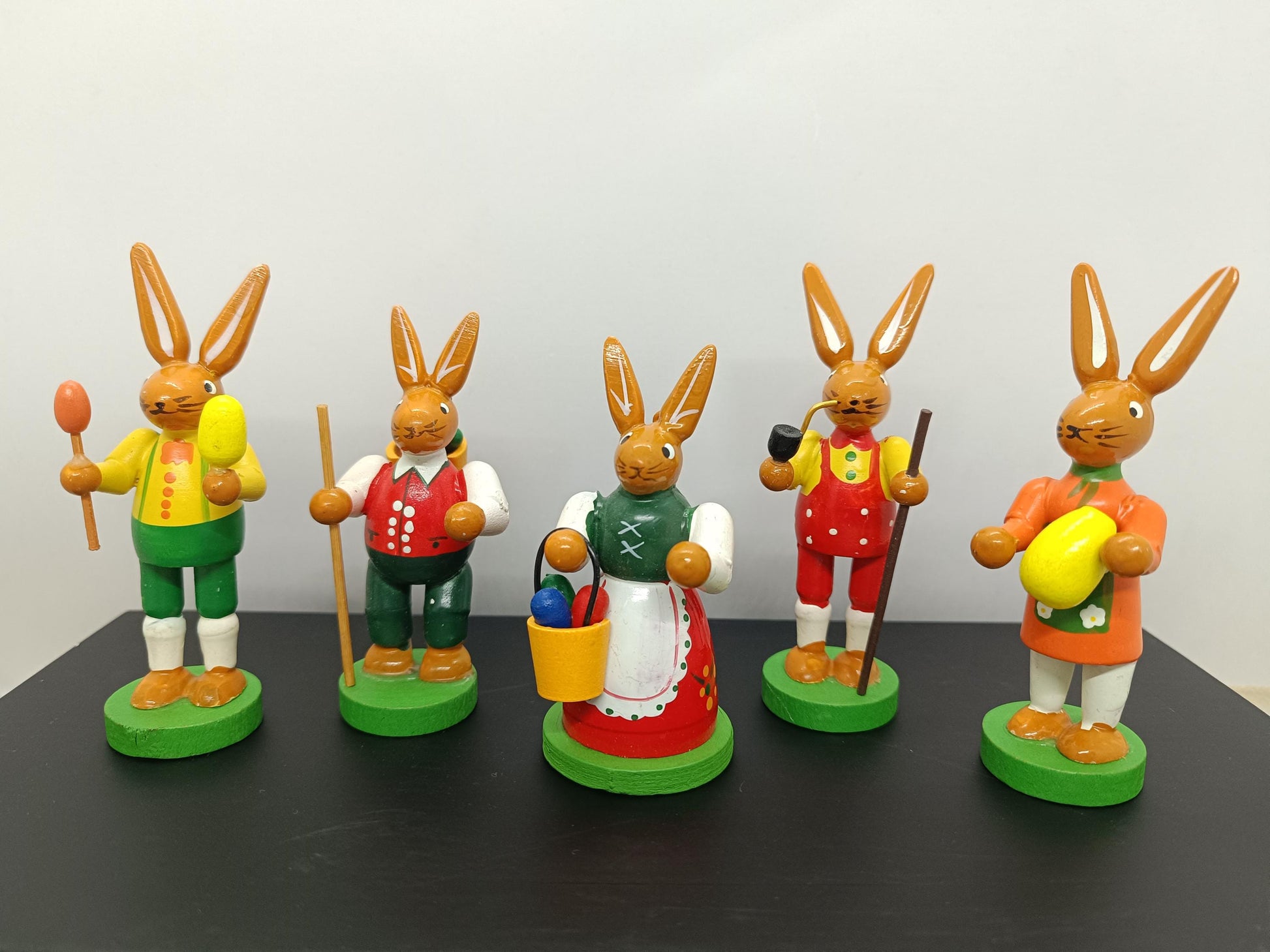 Vintage Easter wooden Ornaments Rabbits Erzgebirge __etsy:7801872071