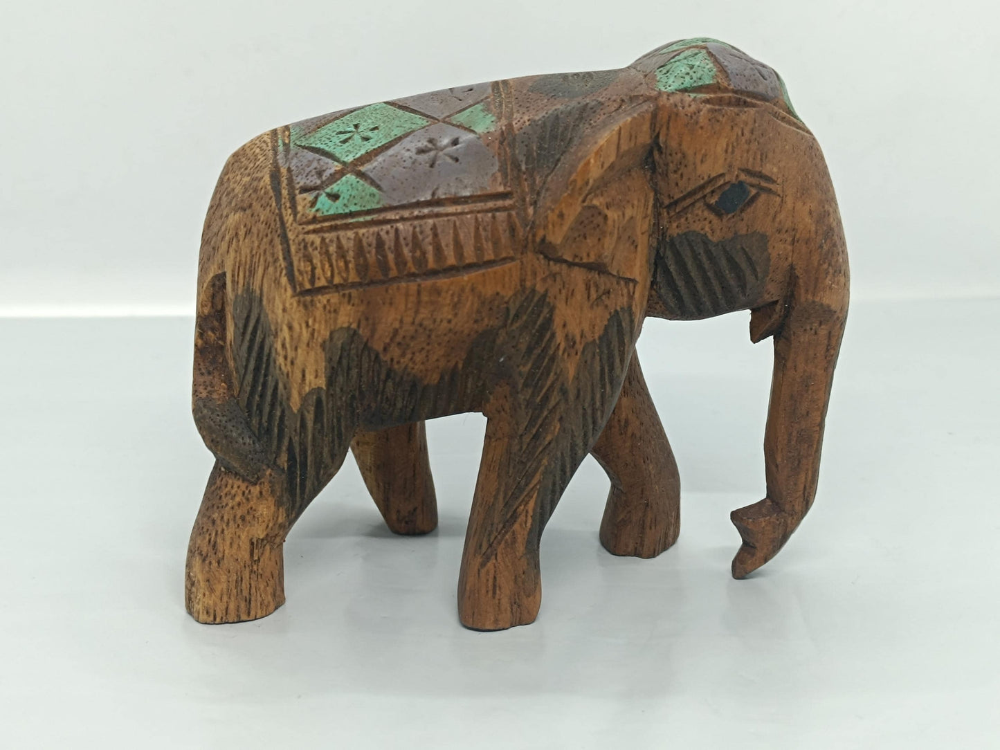Vintage Hand-Painted Wooden Elephant Figurine (etsy image id: 7639759782)