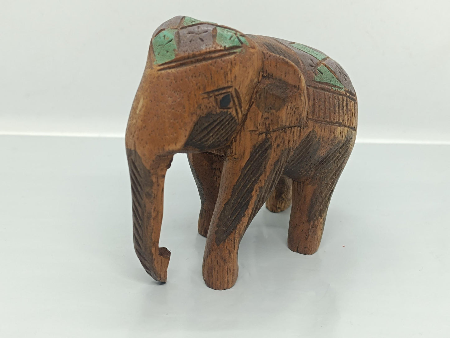 Vintage Hand-Painted Wooden Elephant Figurine (etsy image id: 7639759776)
