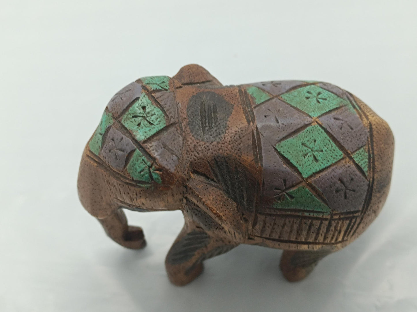 Vintage Hand-Painted Wooden Elephant Figurine (etsy image id: 7687704249)