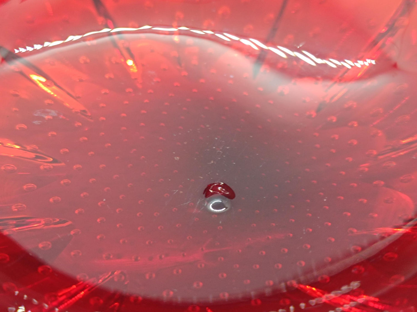 Vintage Massive Heavy Red Glass Bubble Ashtray Bowl Aseda #667 Swedish __etsy:7912556776
