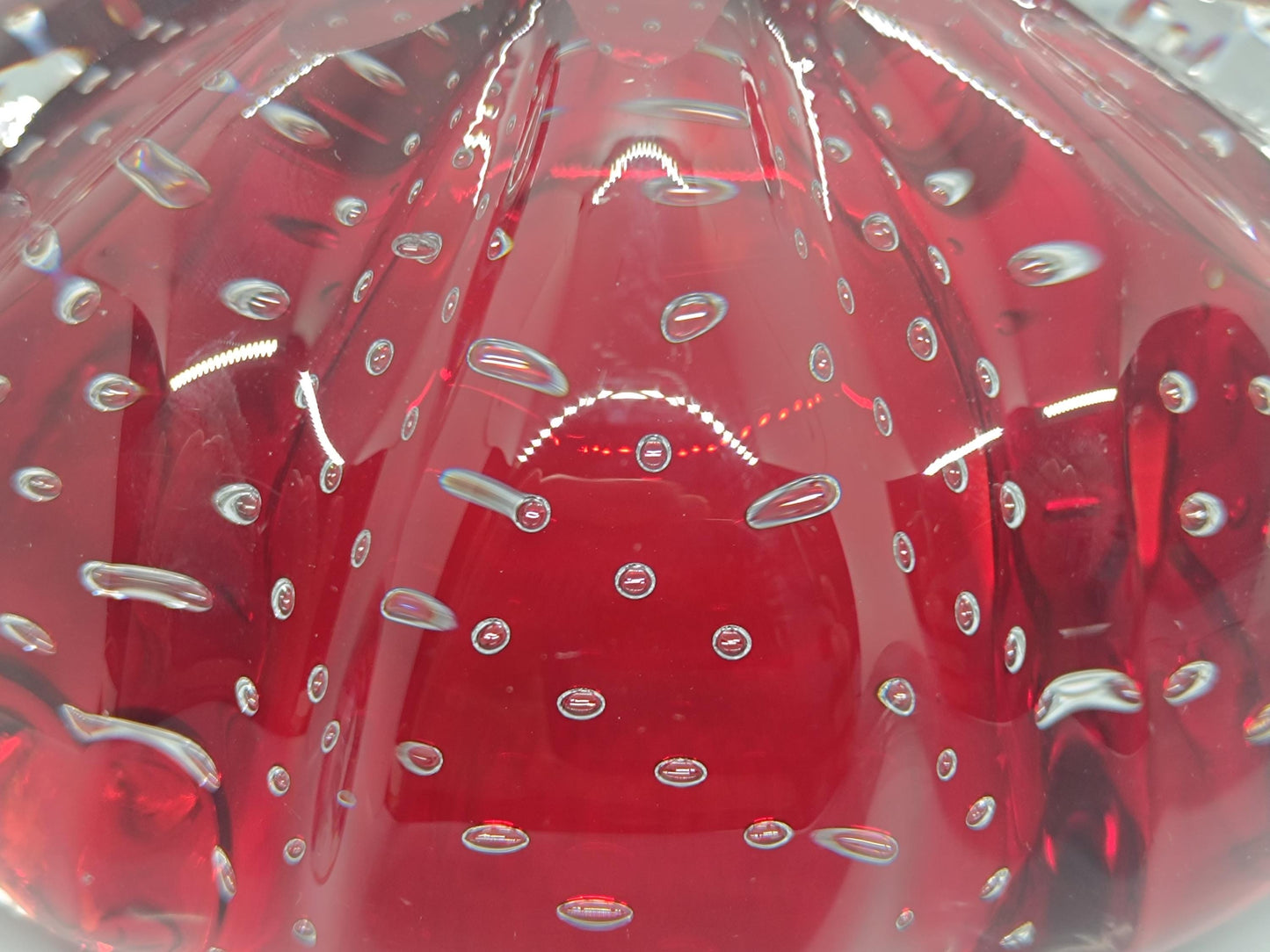 Vintage Massive Heavy Red Glass Bubble Ashtray Bowl Aseda #667 Swedish __etsy:7912556782