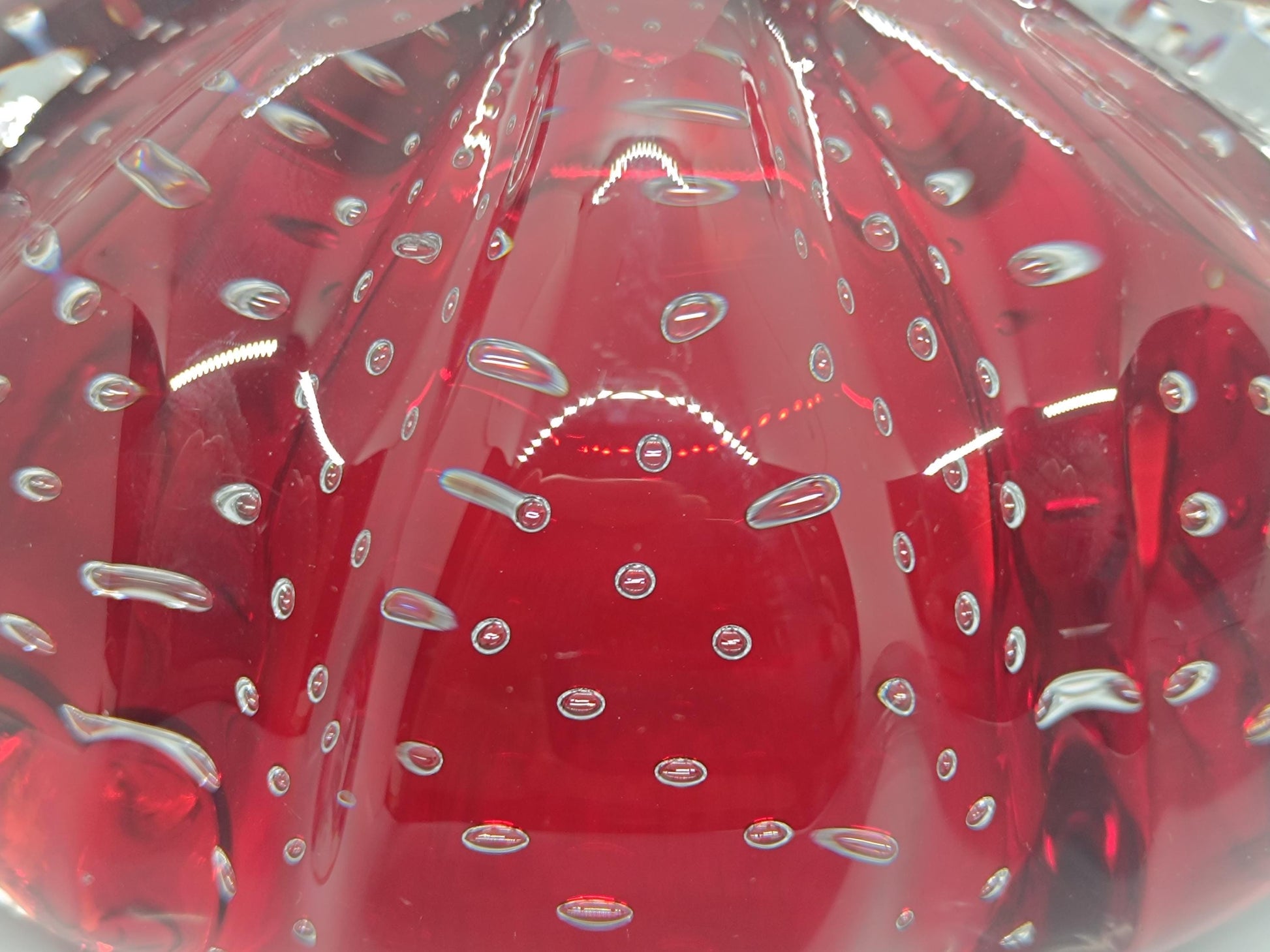 Vintage Massive Heavy Red Glass Bubble Ashtray Bowl Aseda #667 Swedish __etsy:7912556782